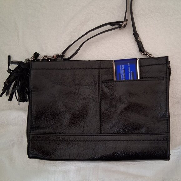 The Sak Black Leather Vintage Crossbody/Shoulder Bag LWG w/PETA Approved Liner - Picture 3 of 11
